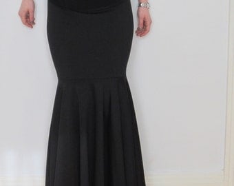 Women Maxi Skirt Black High waist Mermaid Fishtail Skirt Black Long Jersey Spandex Skirt Floor Length Maxi Skirt Custom Size (Made to Order)