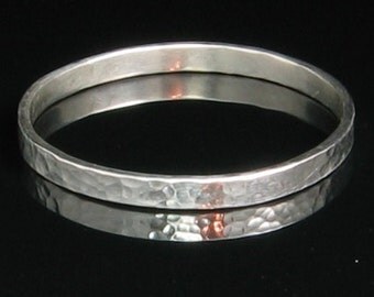 Handmade Personalized Thick Heavy Sterling Silver Bangle 4mm - Stamped Remembrance Memory Inspirations