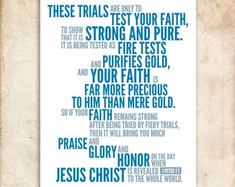 1 Peter 1:7. Tested Faith. 8x10. DIY. Printable Christian Poster. PDF. Bible Verse.