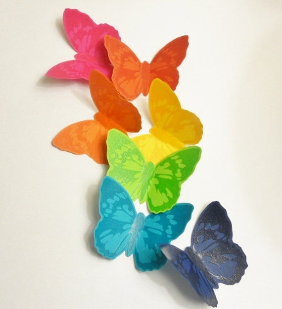Handmade Wall Art...rainbow Rainbow Butterflies by katemaedesigns