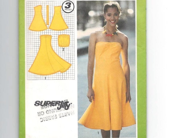 Vintage Strapless  Summer Dress  Pattern  Size 12 Bust 34