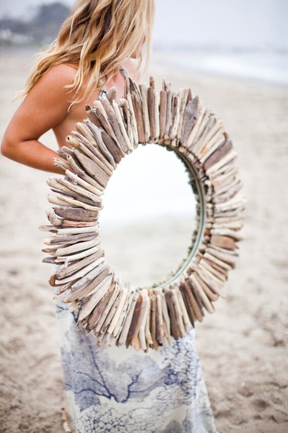 28 Double Layer Round Driftwood Mirror by MaderaDelMar on Etsy