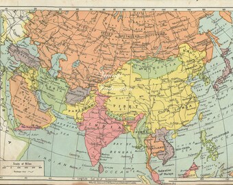 Popular items for vintage asia map on Etsy