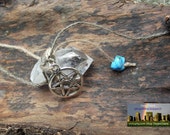 Quartz Crystal Pendant - Mermais Dream pendant - Pentacle, Quartz and Stones necklace