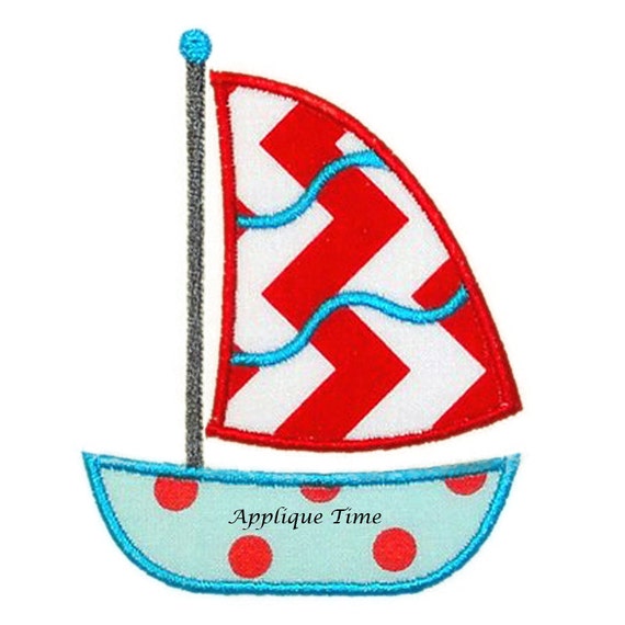 Instant Download Sailboat 2 Machine Embroidery Applique Design 4x4 