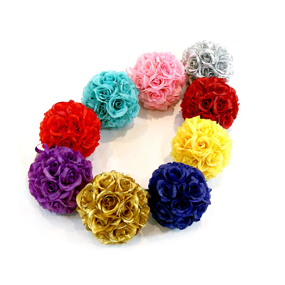 6 Silk Rose Kissing Pomander Balls for Wedding Reception