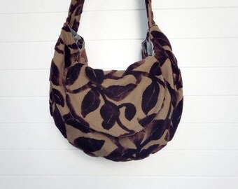 Bohemian Gypsy Bag Purse Brown Cut Velvet