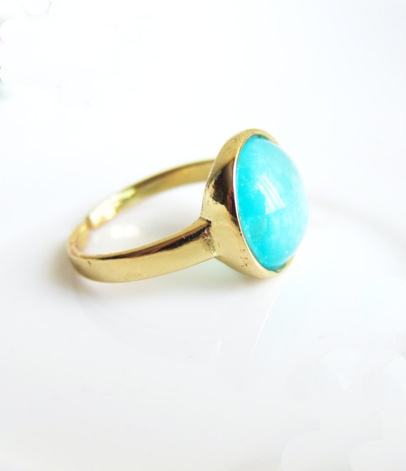 Turquoise Blue Mint Green Ring Aqua Moon Stone Inspired Modern