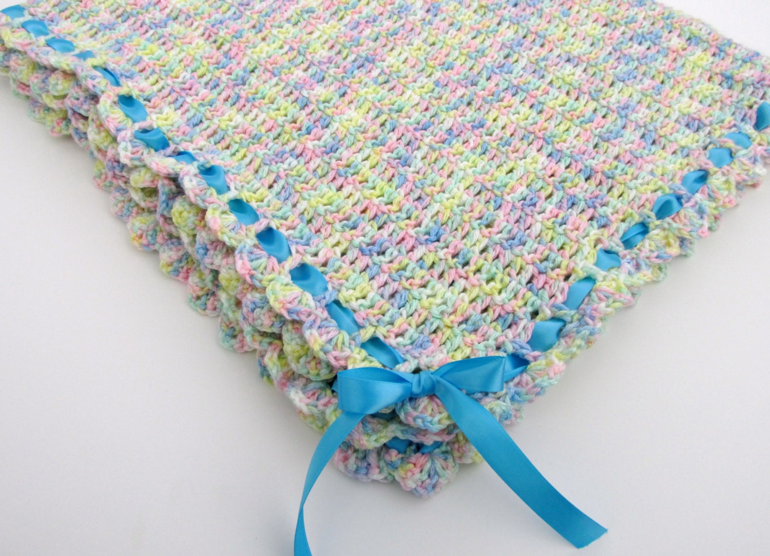Crochet Multicolor Baby Blanket 35x34 Pastel Color Blanket