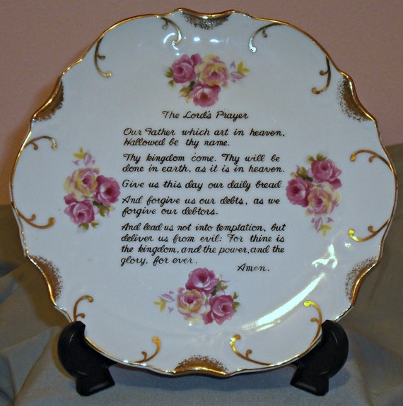 THE LORDs PRAYER 18K Gold Decorative Collectors Plate by