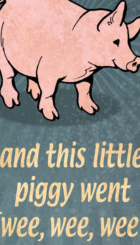 This Little Piggy Went Wee Wee Wee Vintage Style by CrestField