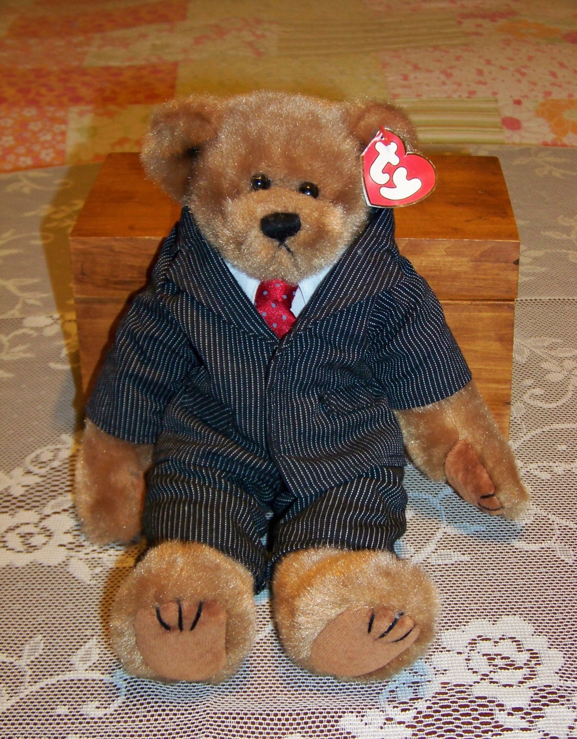 tagged TY William jointed teddy bear Dressed by RazAndGusRelics