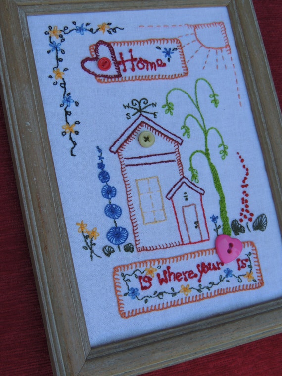 Home is where your heart is embroidery wall art Home is where your heart is embroidery wall art
