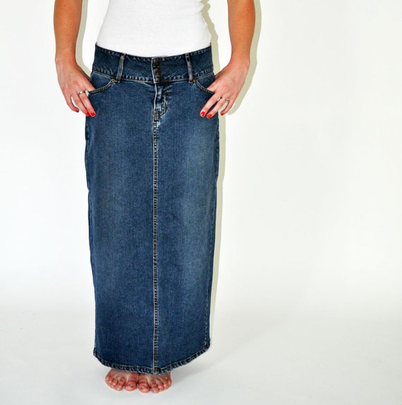 Vintage Levis Denim Jean Skirt LONG Size 6