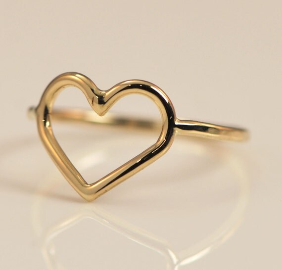Items similar to Heart Ring - Yellow Gold Ring - 10kt Gold Ring - Heart ...
