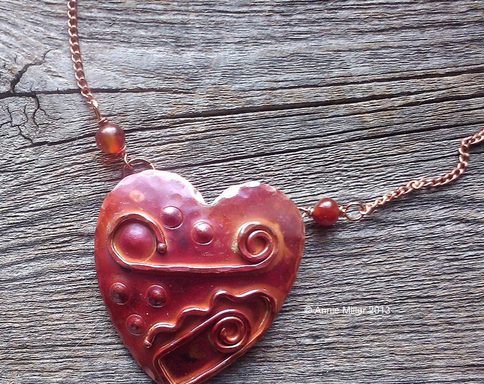 Be My Valentine, Copper Heart Pendant Necklace