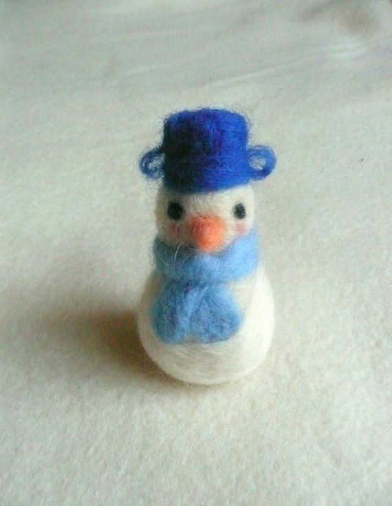 Needle Felted Snowman - Winter Toy in Waldorf Style