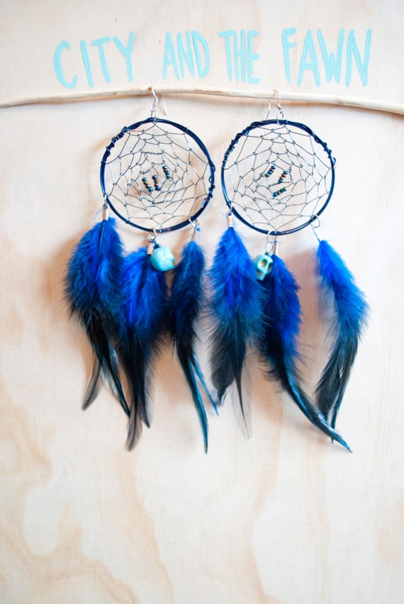 blue dream catcher earrings