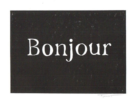 Items Similar To Bonjour French Typography Quote Wall Art 5 X 7