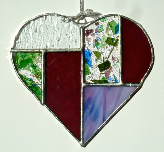 Items similar to Stained Glass Heart Suncatcher (E-1) on Etsy