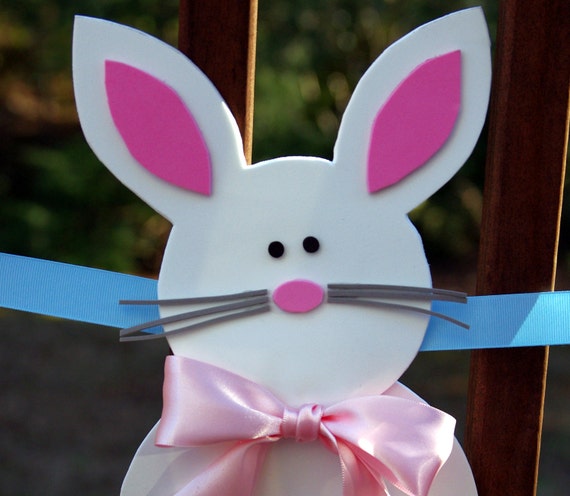 Happy Easter Banner with Bunny - Easter Banner, Easter Decoration, Easter Bunny Banner, Easter Bunny Decoration, Pastel Banner Il_570xn