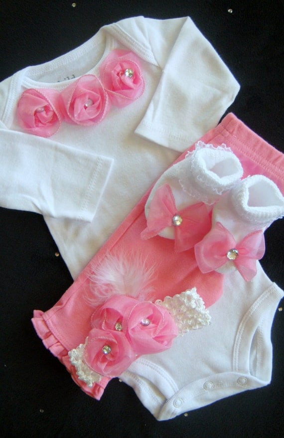 NEWBORN baby girl take home outfit pink by BeBeBlingBoutique