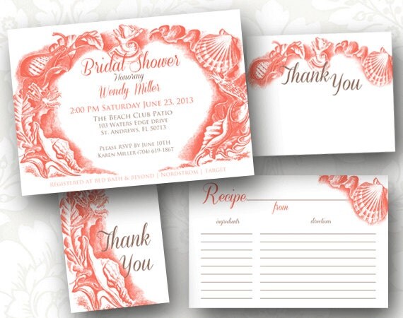 Printable Beach Bridal Shower Invitation Set Digital Bridal