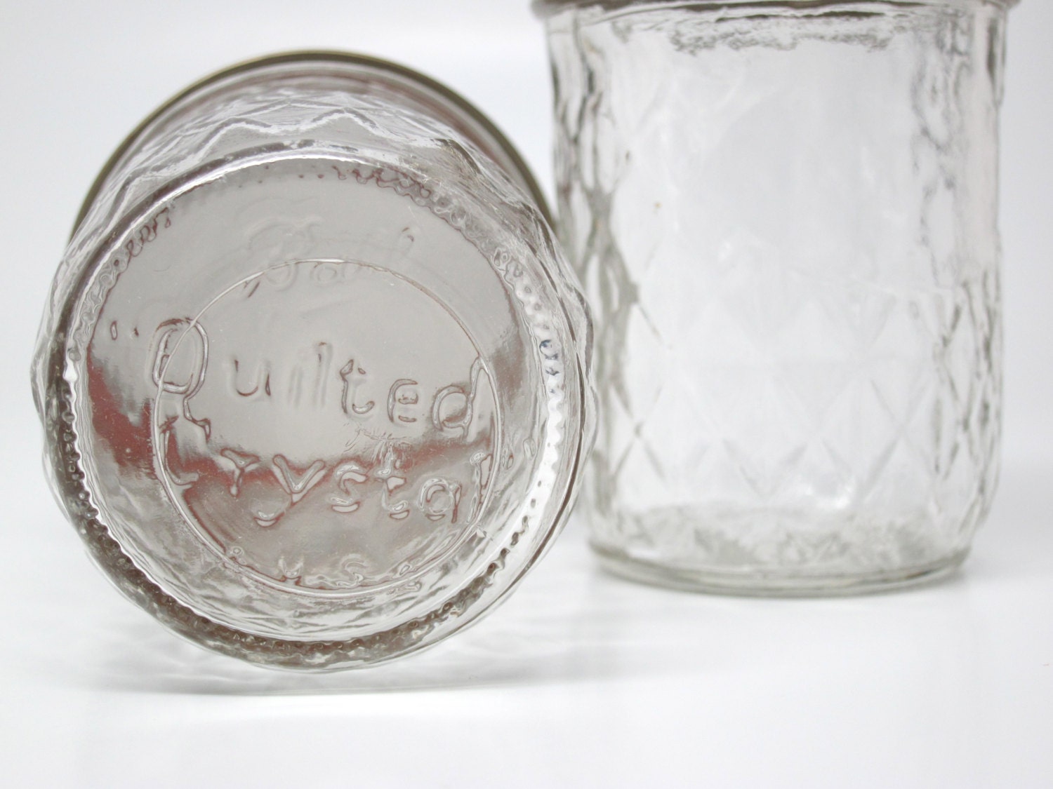 Vintage Ball Jars 7 oz Quilted Crystal 1970s Canning Jars