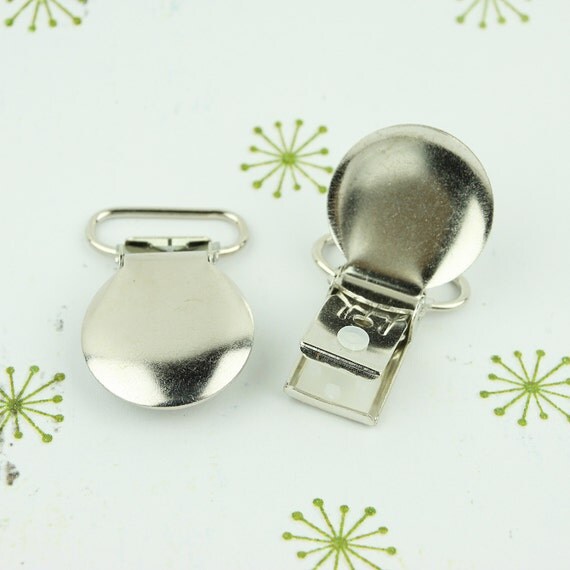 10 Round Faced Clips 3/4 INCH Round Metal Pacifier Clips