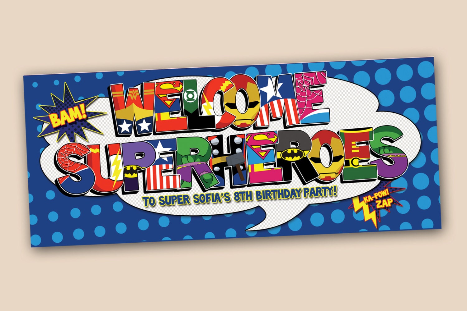  Personalized  Superhero Birthday  Banner  digital file