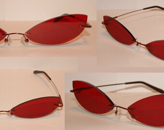 Red cosplay glasses slim cat like costume accessory V1