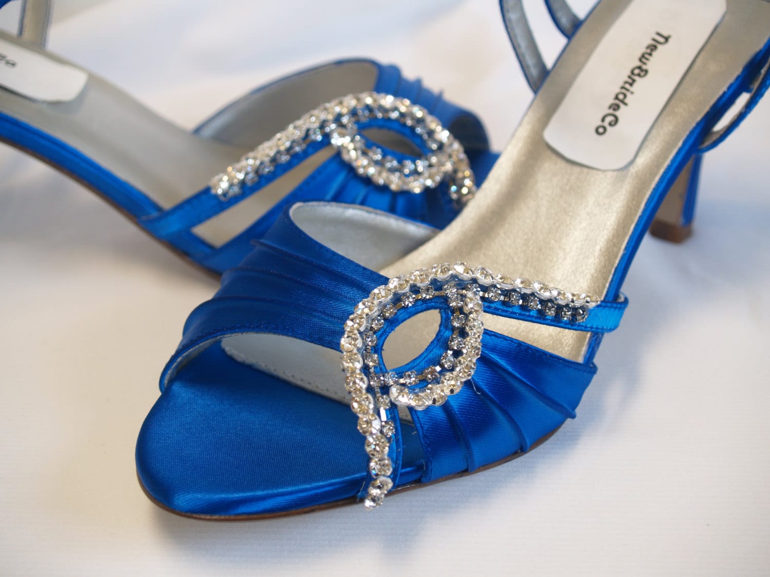 Something Blue Wedding Shoes Royal Blue Open Toe Satin Shoes