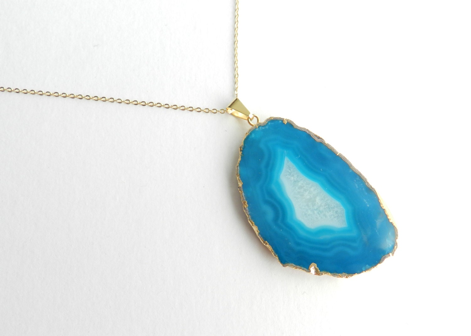 Agate slice pendant. Four colors by BipAndBop on Etsy