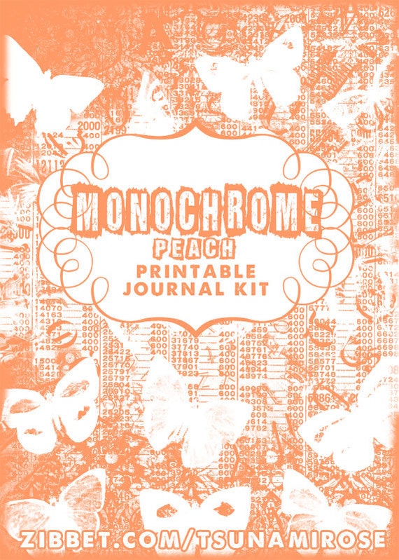 Monochrome PeACH Printable Journal Kit- INSTANT DOWNLOAD