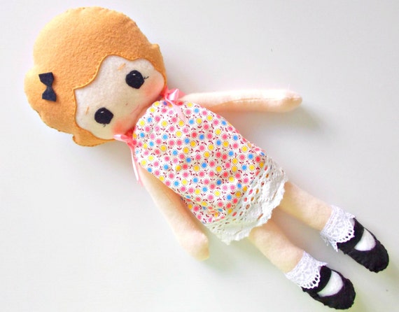 Heirloom Felt Doll - Rag Doll - Gingermelon Doll - Hand Dyed Felted Wool