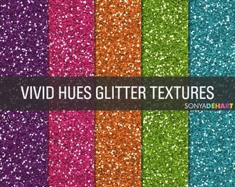 80% OFF Sale Glitter Digital Paper Glitter Textures Printable Paper Pack Vivid Hues