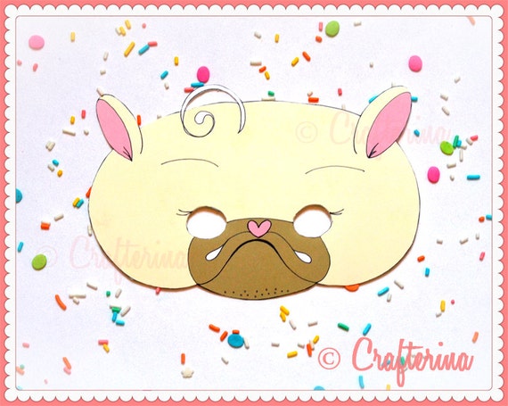 Pug Puppy Printable Mask Set Printable PDF DIY Craft Kit