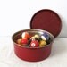 Vintage Oxblood Red Round Container with Lid