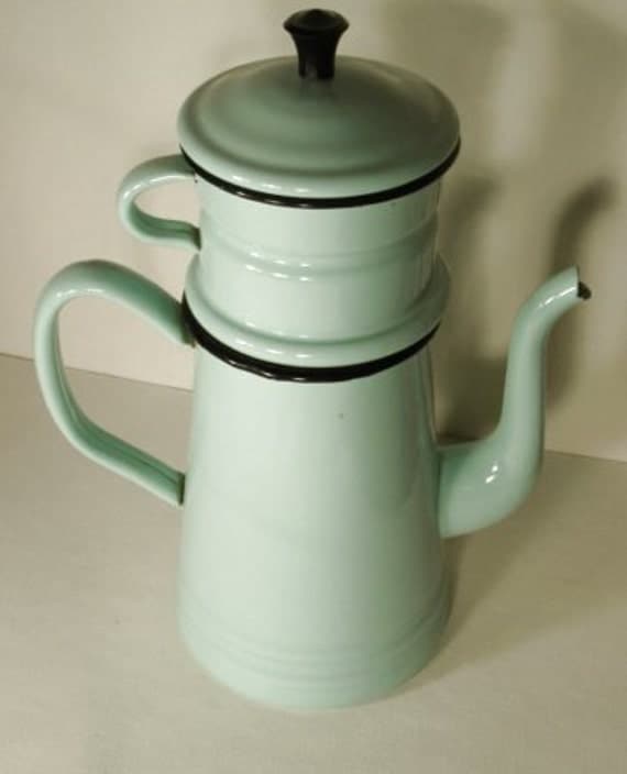 Vintage Antique French Mint Green 4 Piece Coffee Pot Very Near