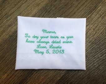 Mother of the bride personalized handkerchief