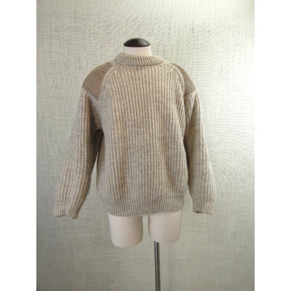 Heavy Mens Wool Sweater with washable suede by UptownHandyRanch