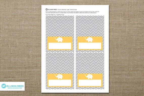 Baby Shower Printable - Elephant Baby Shower - Printable Party - Party Labels - Chevron - Boy - Girl Baby - Sprinkle - yellow - gray Il_570xn
