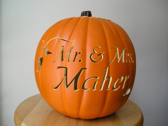 Mr. and Mrs. Fall Wedding Carved Pumpkin Set