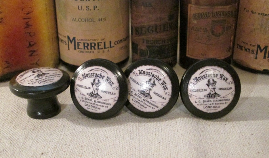 Moustache Wax Drawer Knobs/Drawer Pulls 1 1/4 wide and