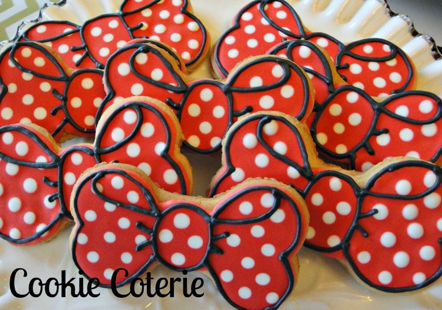 Polka Dot Bow Cookies Decorated Bow Birthday by CookieCoterie