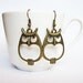 Bronze Owl Earrings, Owl Jewelry, Bird Earrings Owl, Owl Dangles, Woodland creatures earrings