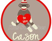 Valentine's Day Boy sock monkey - personalized - digital image Il_170x135
