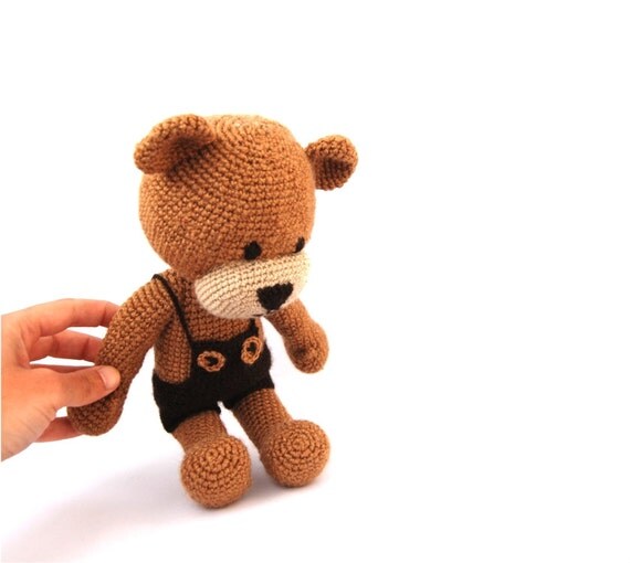 Items similar to crocheted boy teddy bear, fall stuffed ...