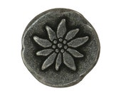3 Mountain Flower 3/4 inch ( 20 mm ) Dill Metal Buttons Antique Tin Color