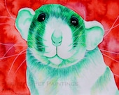 Pet Rat Art Green Rat Painting Limited Edition 8x10 Print 11x14 Watercolor Painting Animal Artwork Animal Nursery Art Custom Pet Portrait